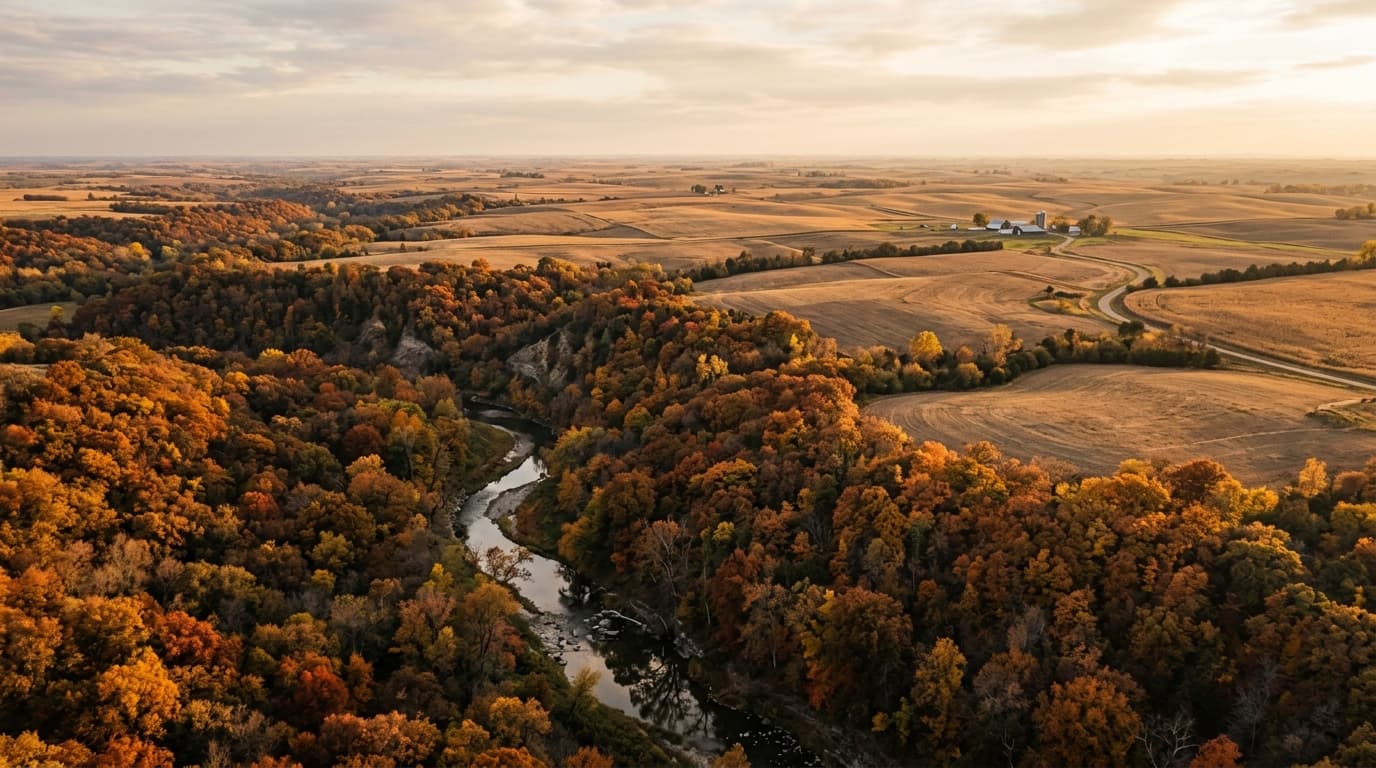 Missouri River bluffs and timber near Auburn Nebraska