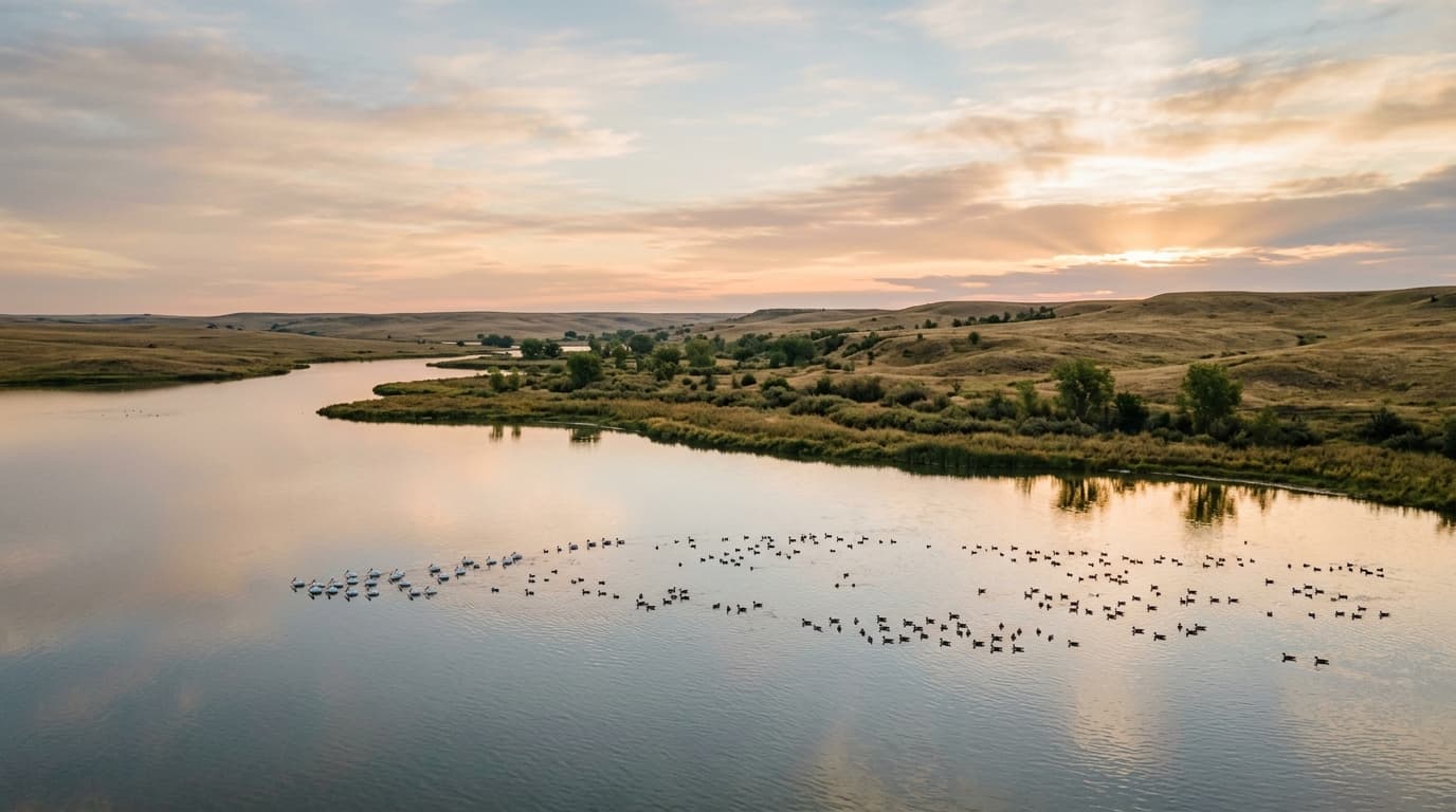 Grasslands and reservoir at Box Butte WMA near Alliance Nebraska