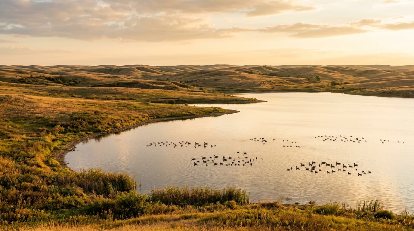 Medicine Creek Reservoir and surrounding habitat near Cambridge Nebraska