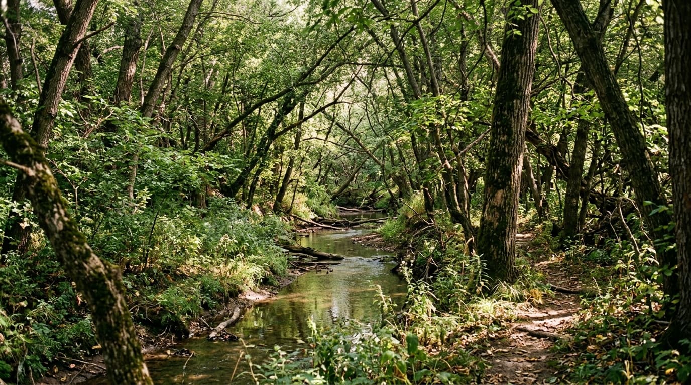 Little Blue River bottomland timber at Flathead WMA near Fairbury Nebraska