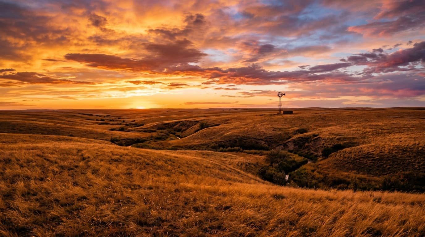 CRP grassland and crop fields near Imperial Nebraska pheasant country