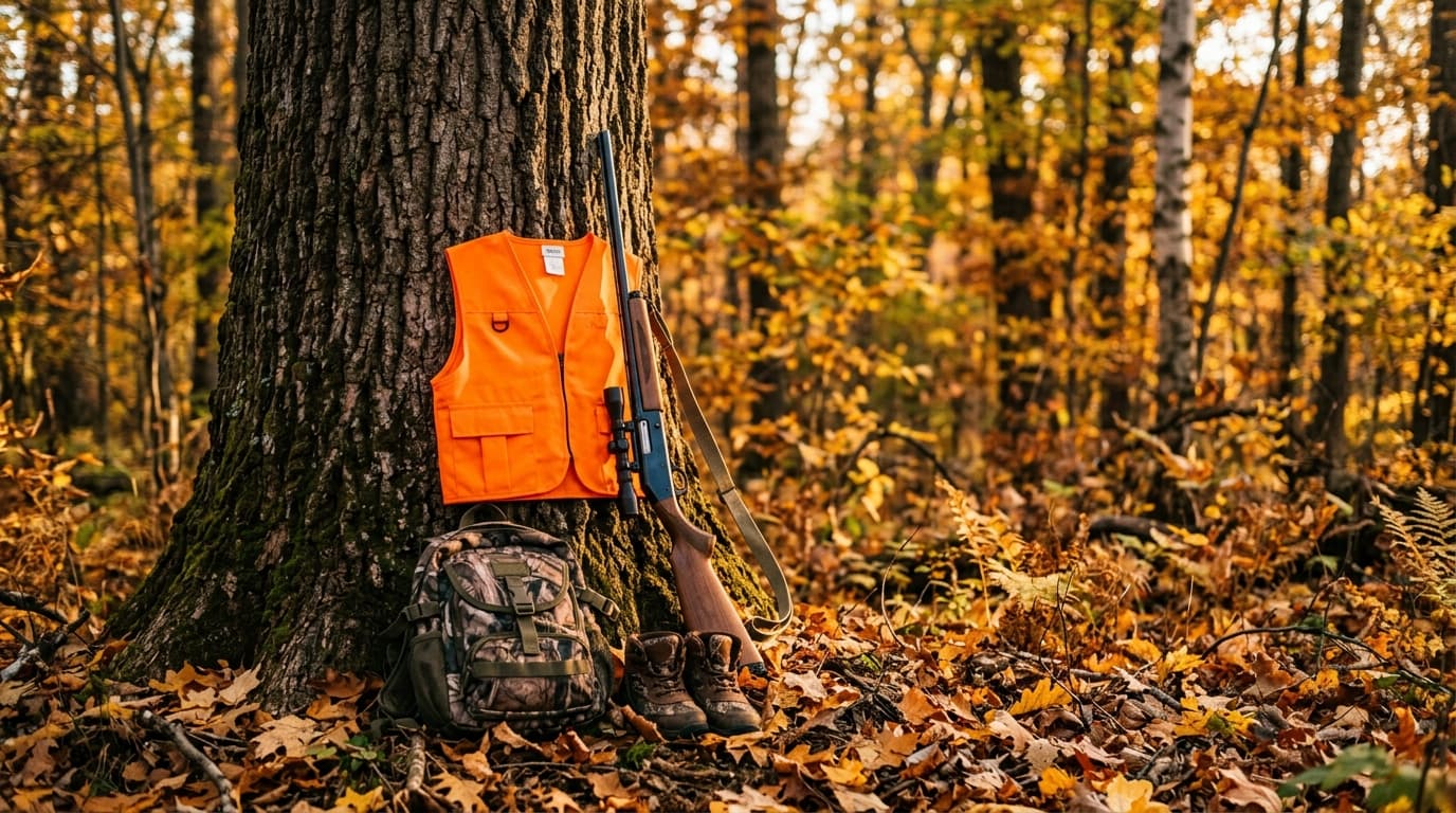 Youth hunter and mentor walking a Nebraska field at sunrise