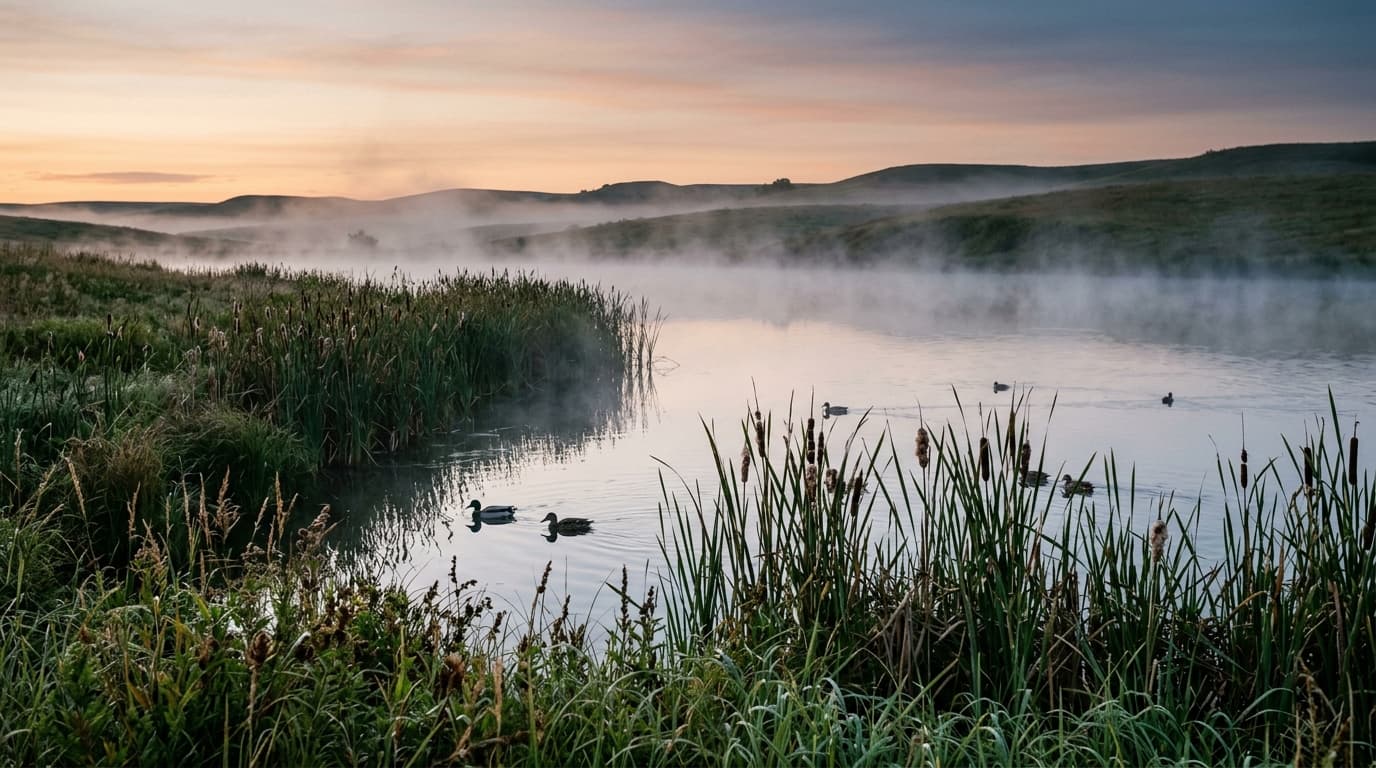 Maskenthine Lake and surrounding grasslands in Stanton County Nebraska