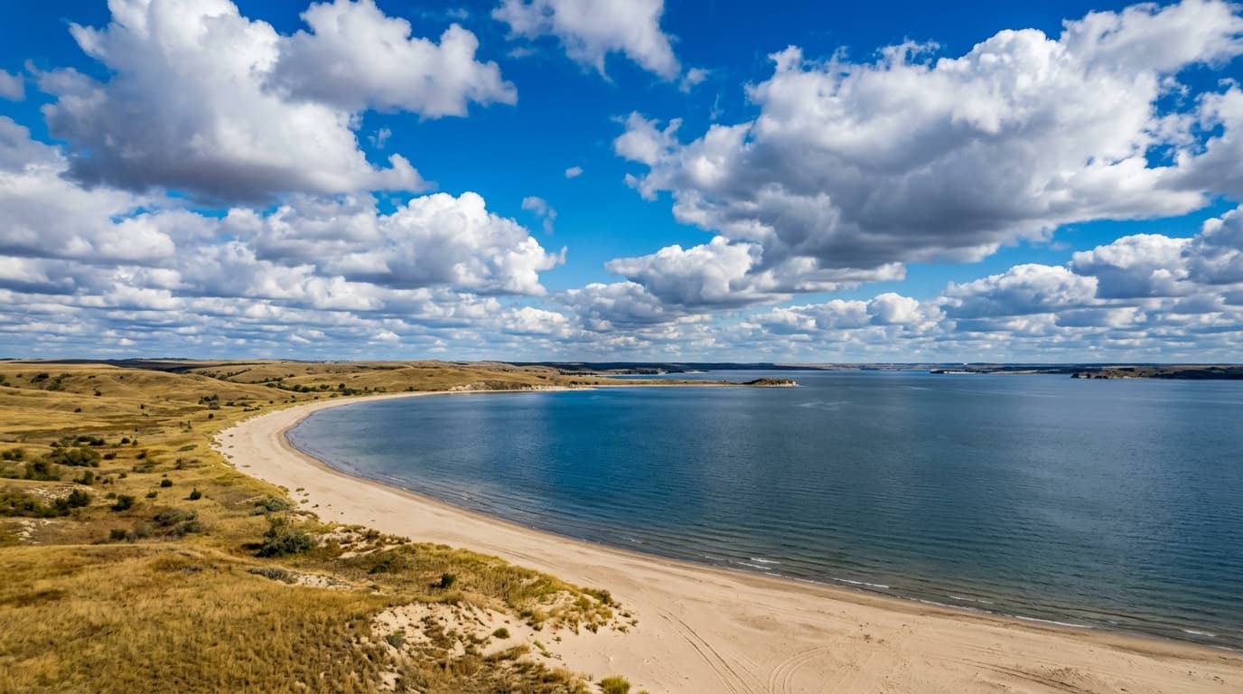 Lake McConaughy and surrounding grasslands near Ogallala Nebraska