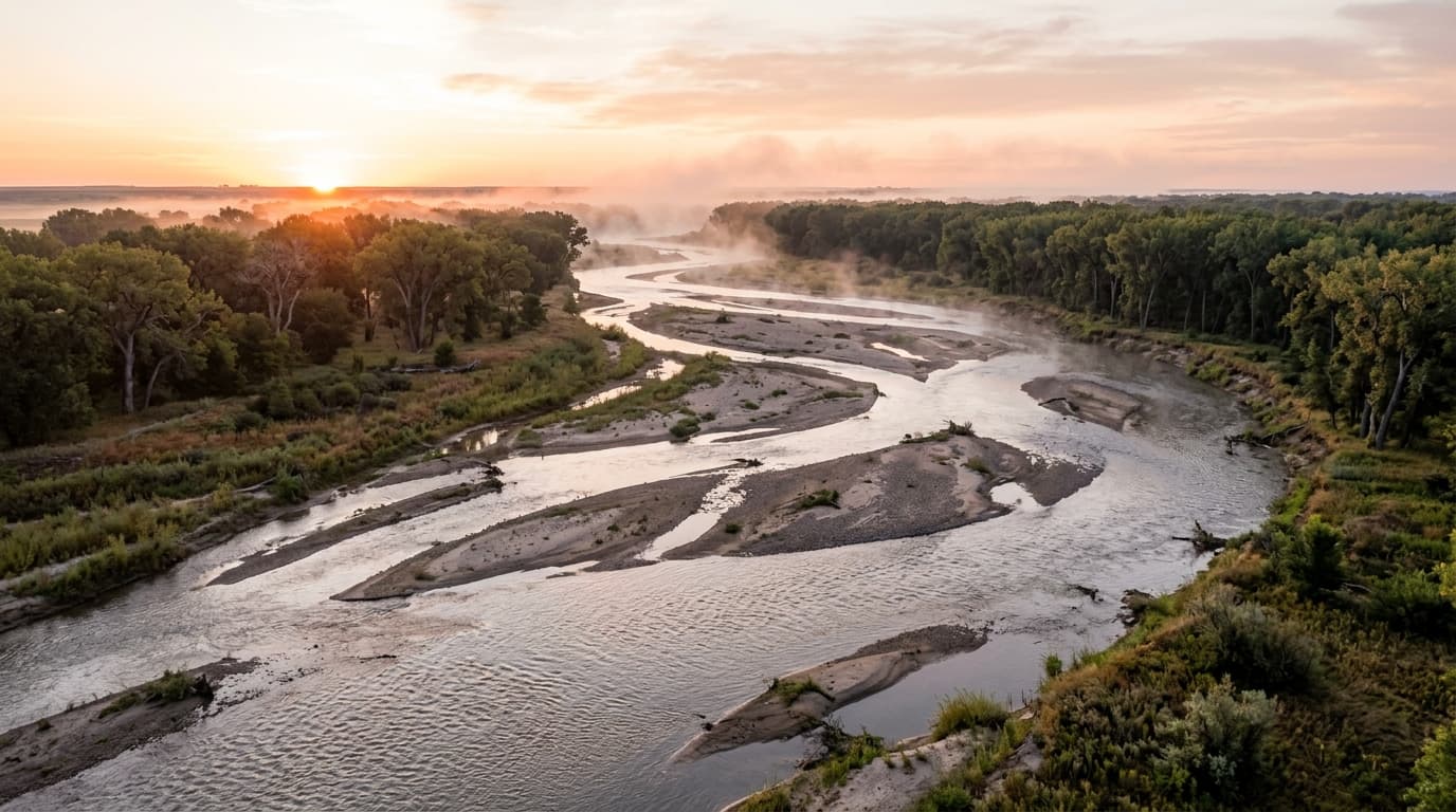 Platte River bottomland near North Platte Nebraska hunting area