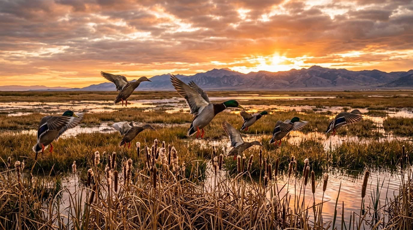 Mallards working a decoy spread over a Rainwater Basin wetland