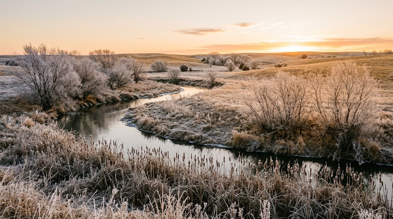 Creek bottom habitat and grasslands at Willow Creek WMA in Pierce County Nebraska